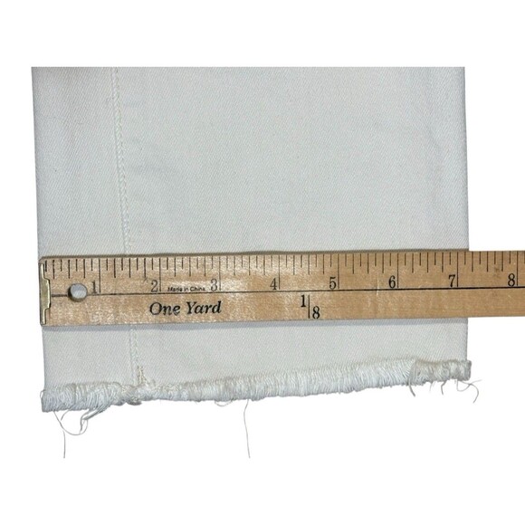 DL1961 Patti Straight High Rise Vintage Ankle Jeans Women’s Size 24 Ecru Raw Hem - Picture 11 of 12